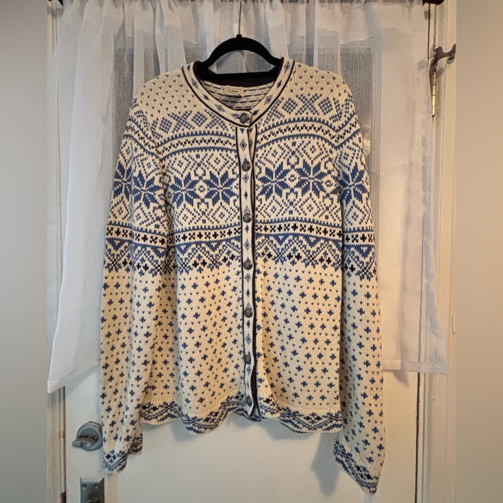 LL Bean | Wool Cardigan| Nordic Pattern | Like New!